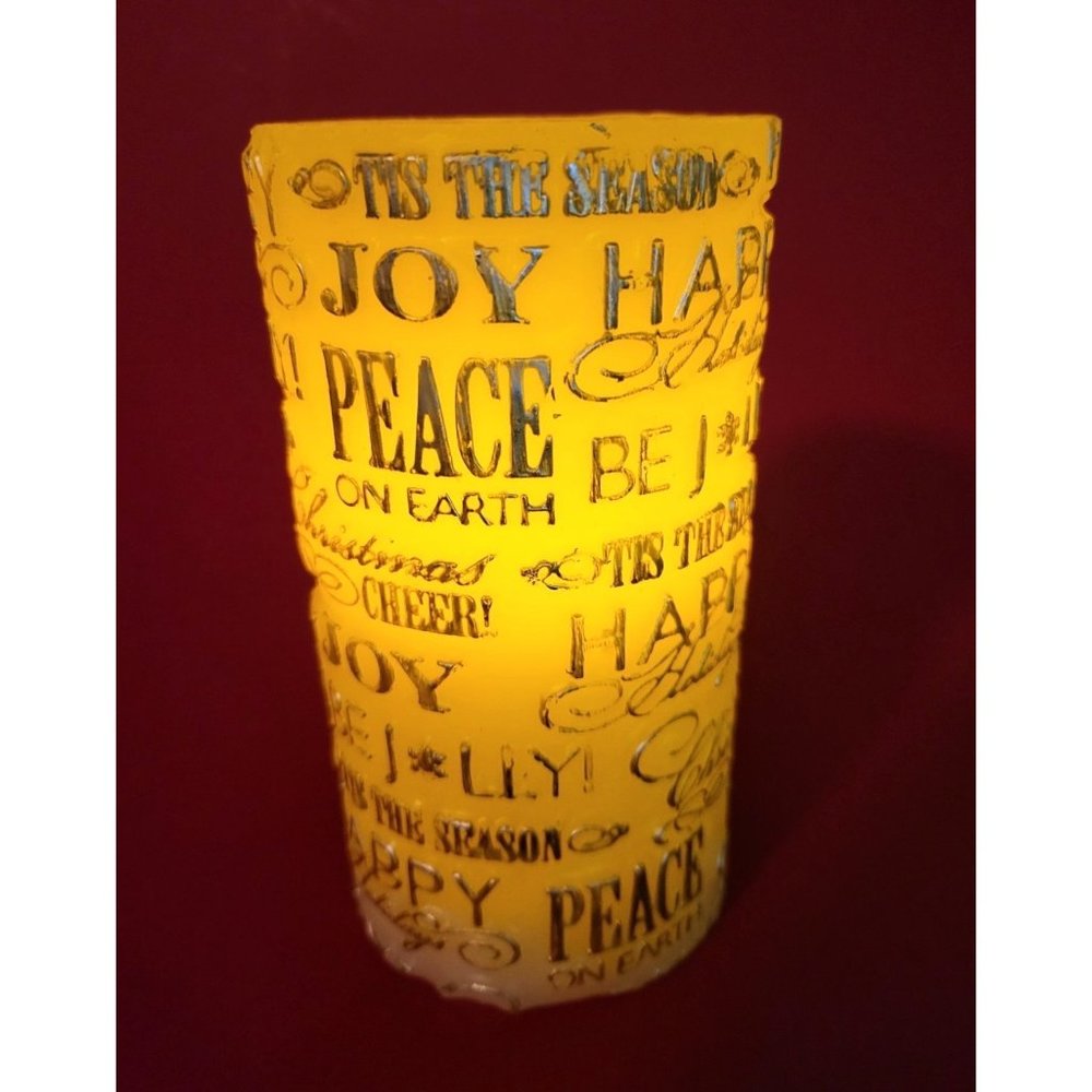 Christmas LED Candle Peace on Earth Words in Candle